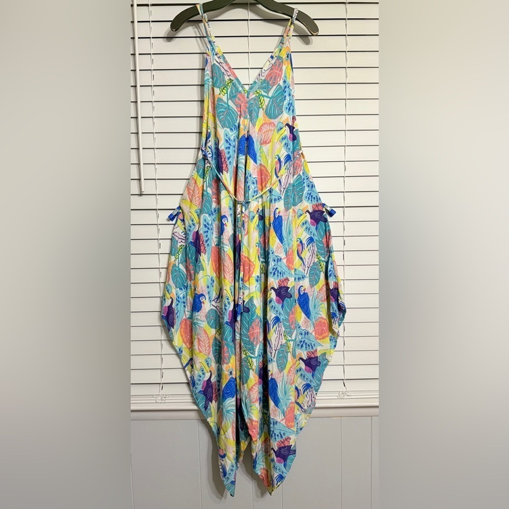 #11) World Market multi color Goa Jumpsuit size S-M “measurements posted “